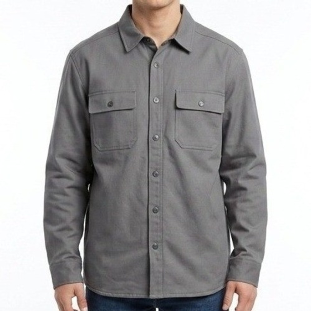 Line of‎ Trade Shacket Mens Large Grey Twill Button Front Workwear Jacket